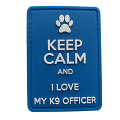 WARAGOD Keep Calm and I love my K9 PVC nášivka, modrá