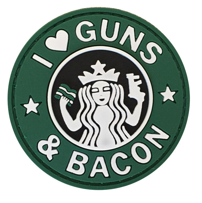 WARAGOD I Love Guns and Bacon applique 3D 6cm