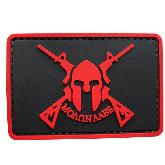 WARAGOD Molon Labe Toppa 3d con due fucili 7,5x5cm