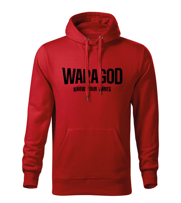 WARAGOD Know Your Limits felpa con cappuccio, rossa 300g/m2