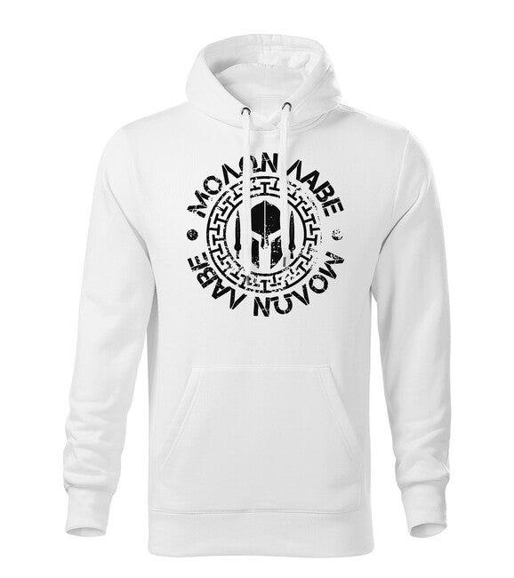 DRAGOWA Molon Labe felpa con cappuccio da uomo, bianca 320g/m2