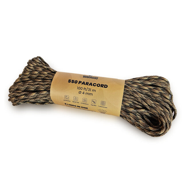 WARAGOD Paracord 550 corda 31 m con diametro di 4 mm, camo coyote