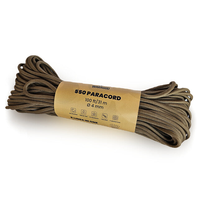 WARAGOD Paracord 550 corda 31 m con diametro di 4 mm, coyote