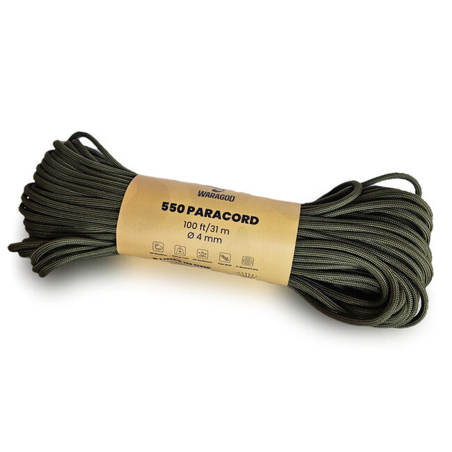 WARAGOD Paracord 550 corda 31 m con diametro di 4 mm, verde