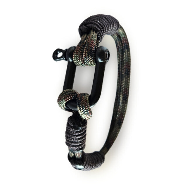 WARAGOD Faila bracciale in paracord con chiusura in metallo, verde mimetico