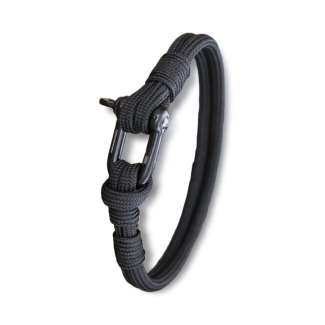 WARAGOD Faila bracciale in paracord con chiusura in metallo, nero