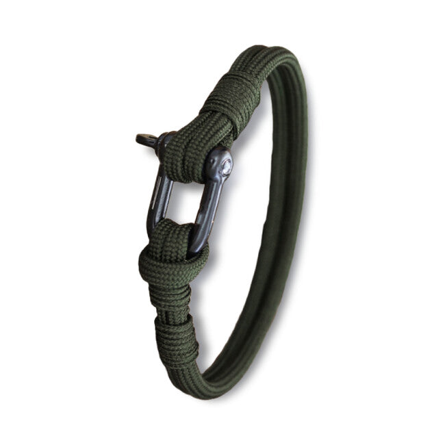 WARAGOD Faila bracciale in paracord con chiusura in metallo, verde