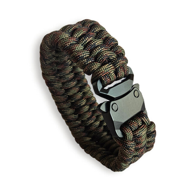 WARAGOD Avär bracciale in paracord con clip in metallo, verde mimetico
