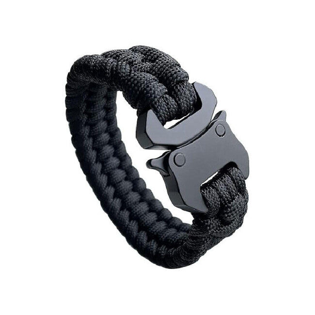 WARAGOD Avär bracciale in paracord con clip in metallo, nero