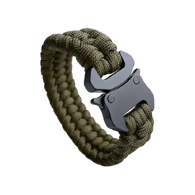 WARAGOD Avär bracciale in paracord con clip in metallo, verde