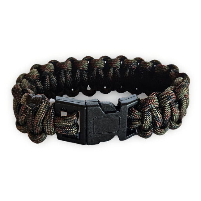 WARAGOD Corna bracciale in paracord con clip in plastica, verde mimetico
