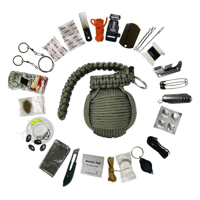 WARAGOD Menel kit di sopravvivenza in paracord, verde