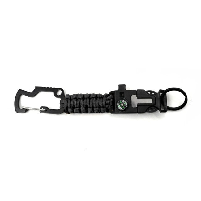WARAGOD Laito portachiavi multifunzionale da sopravvivenza in paracord 8 in 1, nero