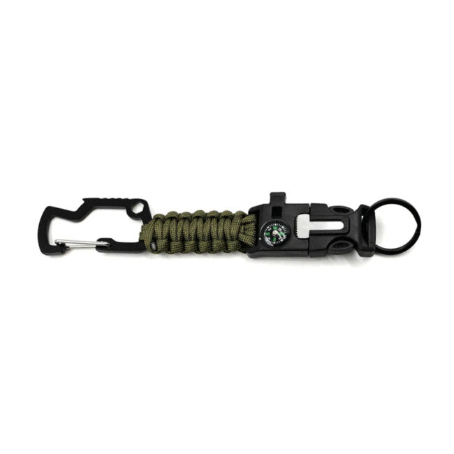 WARAGOD Laito portachiavi multifunzionale da sopravvivenza in paracord 8 in 1, verde