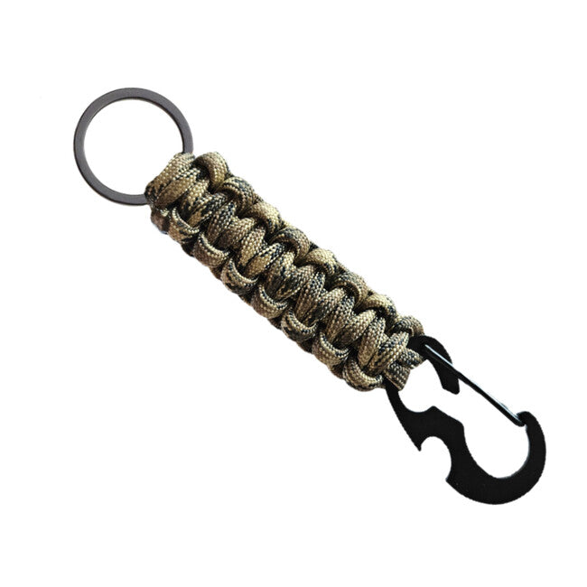 WARAGOD Sanya portachiavi multifunzionale di sopravvivenza in paracord 4 in 1, mimetico coyote