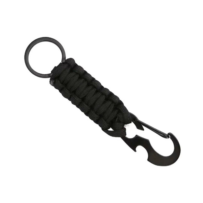 WARAGOD Sanya portachiavi multifunzionale di sopravvivenza in paracord 4 in 1, nero