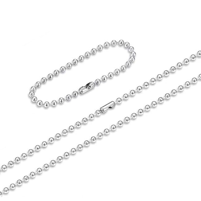WARAGOD Set di 2 catene a sfere di ricambio per targhette identificative, argento