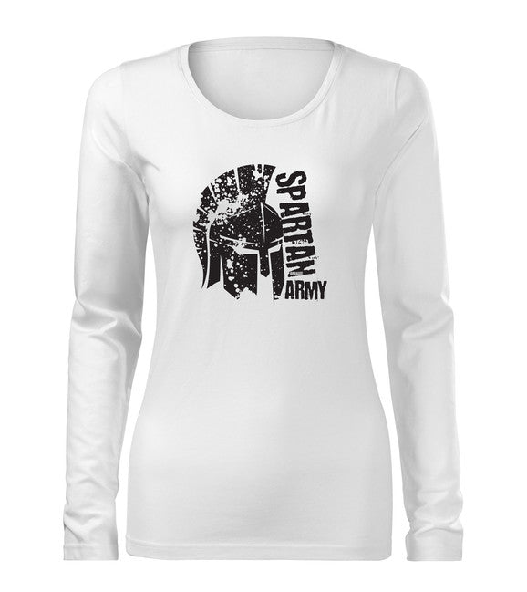 DRAGOWA León slim t-shirt donna a maniche lunghe 160g/m2, bianco