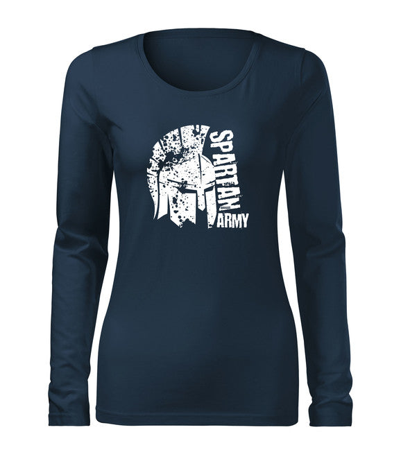 DRAGOWA León slim t-shirt donna a maniche lunghe 160g/m2, blu scuro