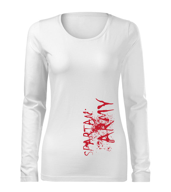 DRAGOWA Slim T-shirt donna a maniche lunghe, war bianco 160g/m2