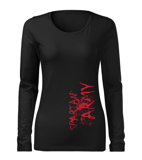 DRAGOWA Slim t-shirt donna a maniche lunghe , nero 160g/m2