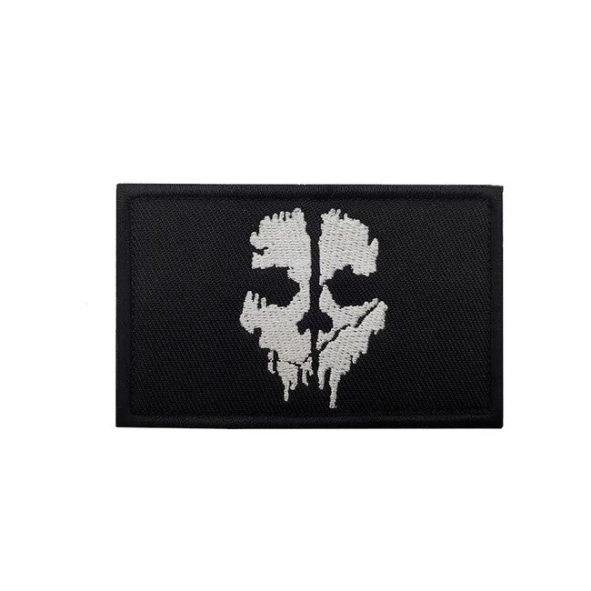 WARAGOD Patch ricamata Call of Duty maschera fantasma, bianco e nero