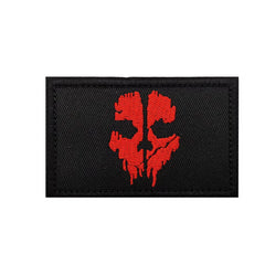 WARAGOD Maschera fantasma Call of Duty con patch ricamata, nera e rossa