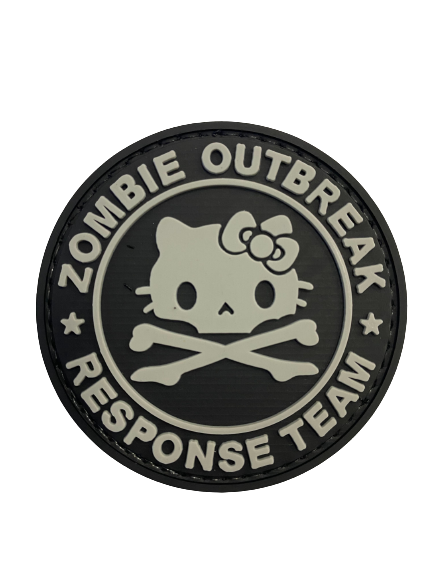 WARAGOD Zombie Outbreak Kitty applique in PVC, nero e grigio